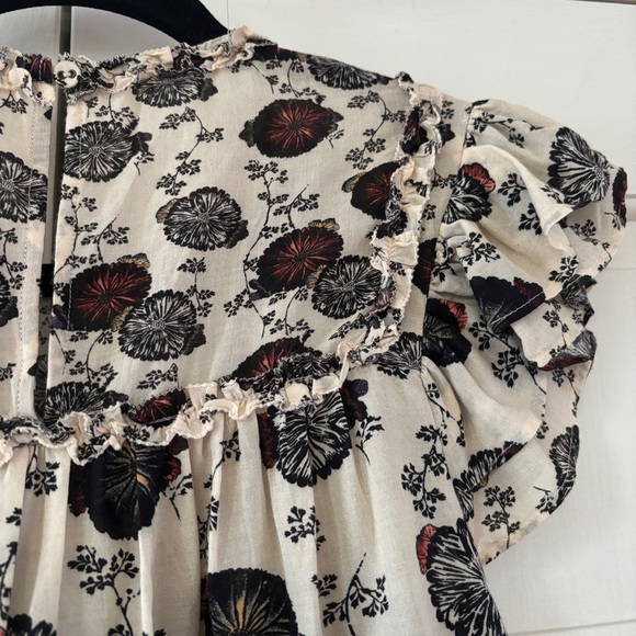 Ulla Johnson Erin Top Gardenia Floral Flutter Sleeve Size 4 Viscose Cotton Blend - Picture 14 of 16